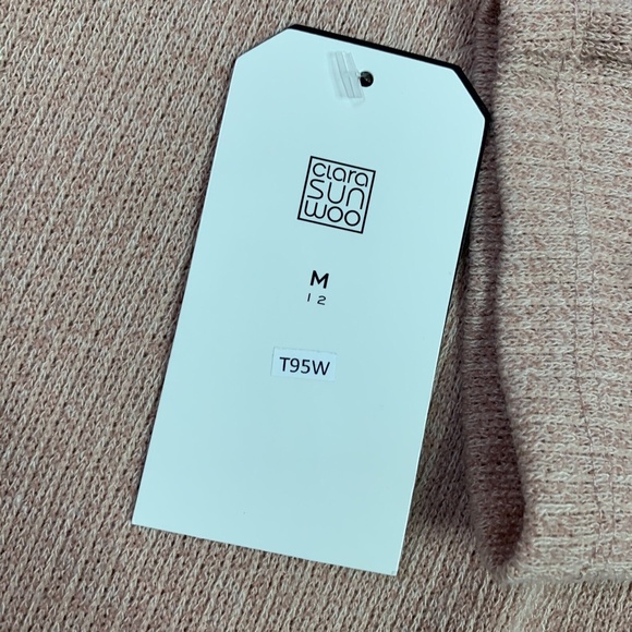 Clara Sun Woo Long Sleeve Sweater Size Medium Blush Pink V Neck New NWT- - Picture 4 of 5